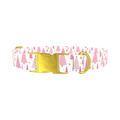 Pink Festive Trees Dog Collar - metal gold