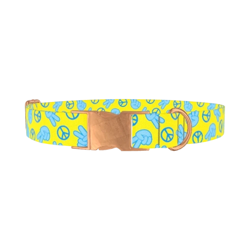Peace Sign Dog Collar - metal rose gold
