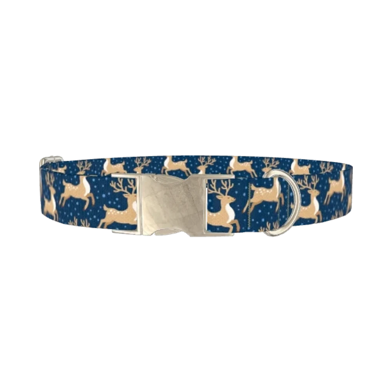 Christmas Reindeer Dog Collar - metal silver