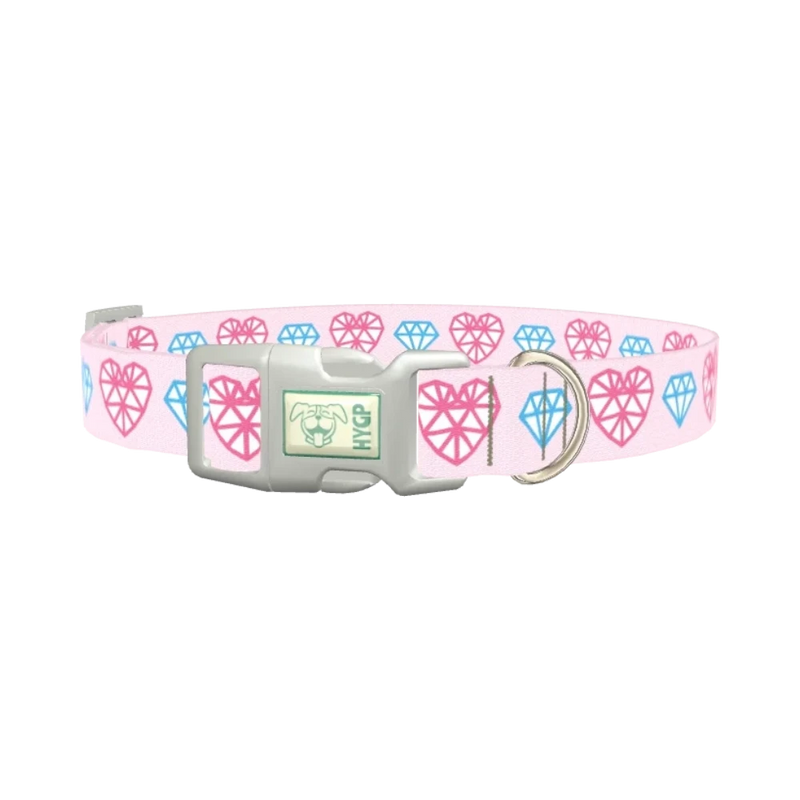 Diamond Heart Dog Collar - plastic silver