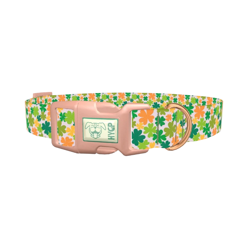Multicolor Clover Dog Collar - plastic rose gold