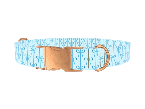 Blue Ribbon Bow Dog Collar