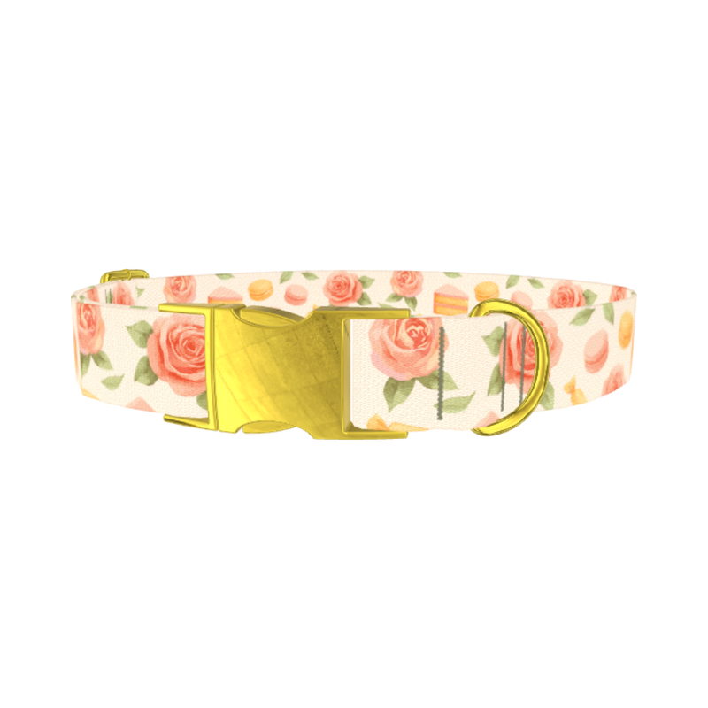Floral Sweets Dog Collar - metal gold