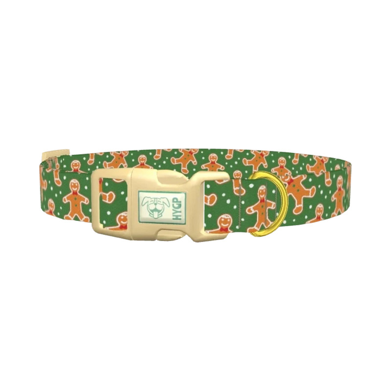 Gingerbread Cookie Dog Collar - plastic gold