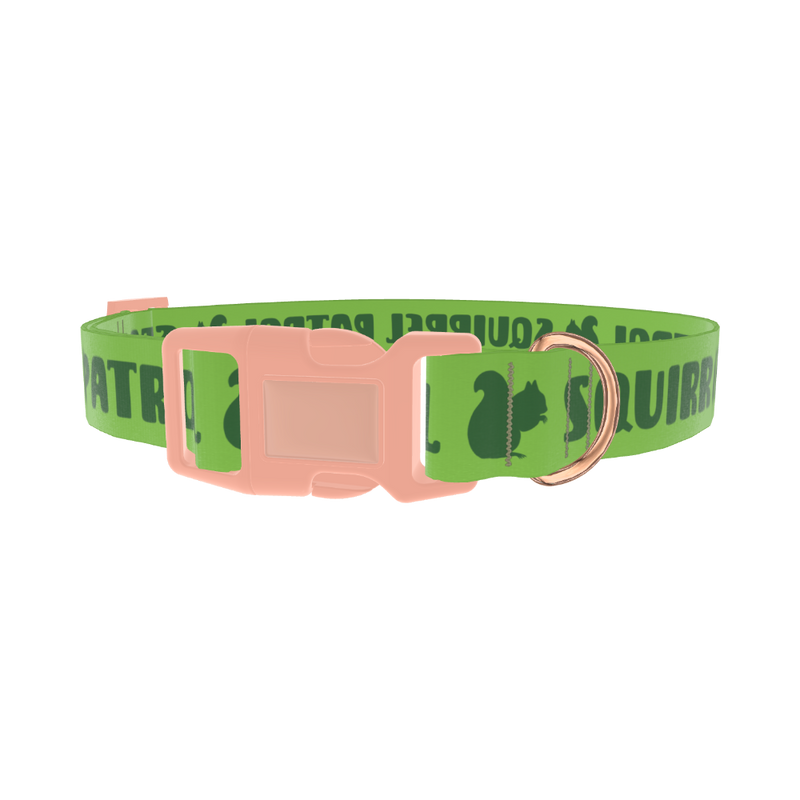 Squirrel Patrol Dog Collar - plastic rose gold