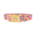 Colorful Mushroom Field Dog Collar - plastic gold