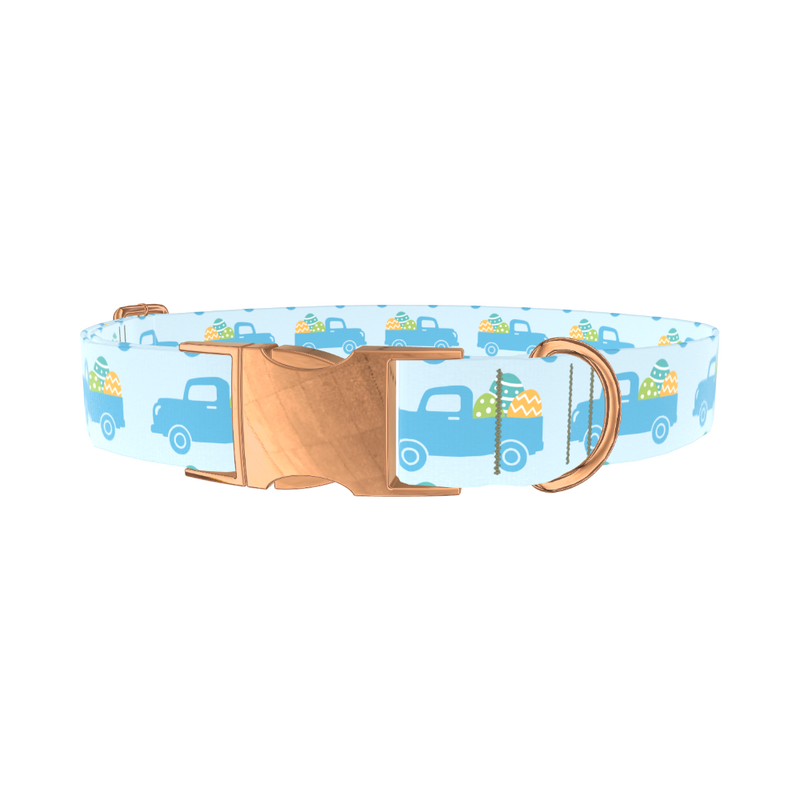 Easter Truck Dog Collar - metal rose gold