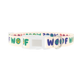 Woof Paw Print Dog Collar - plastic silver