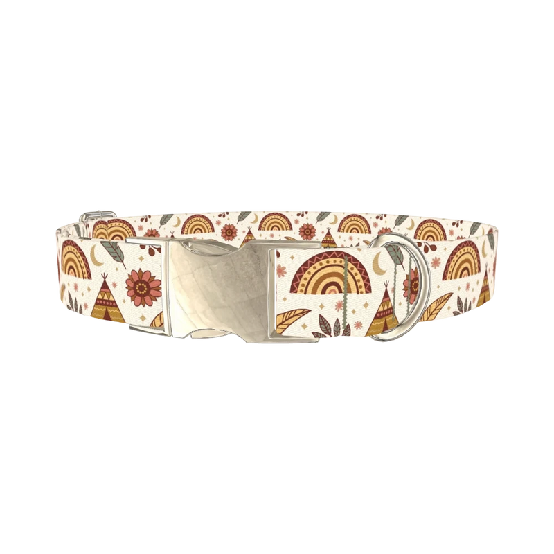 Bohemian Rainbow Dog Collar - metal silver