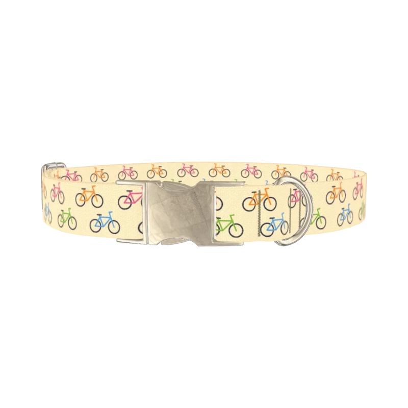 Colorful Bicycle Dog Collar - metal silver