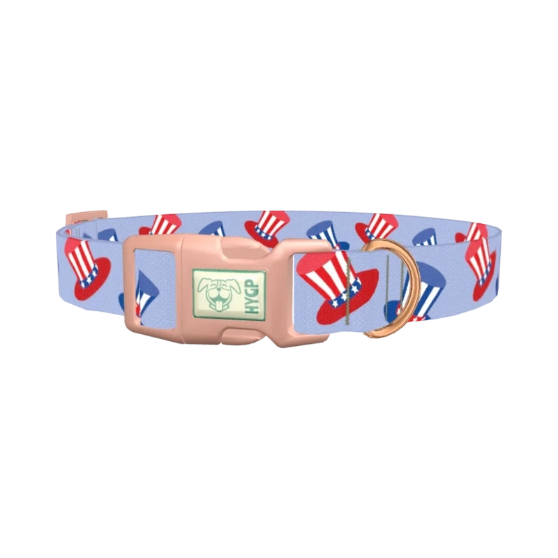 Patriotic Hat Dog Collar - plastic rose gold