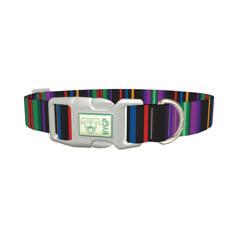 Bold Black Stripe Dog Collar - plastic silver
