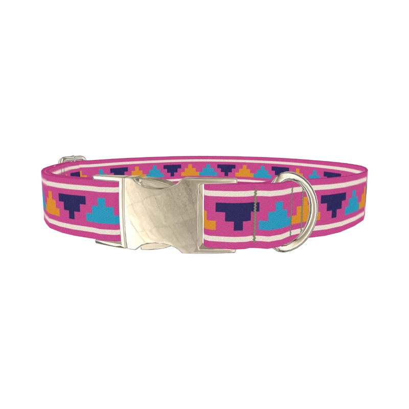 Colorful Pyramid Dog Collar - metal silver