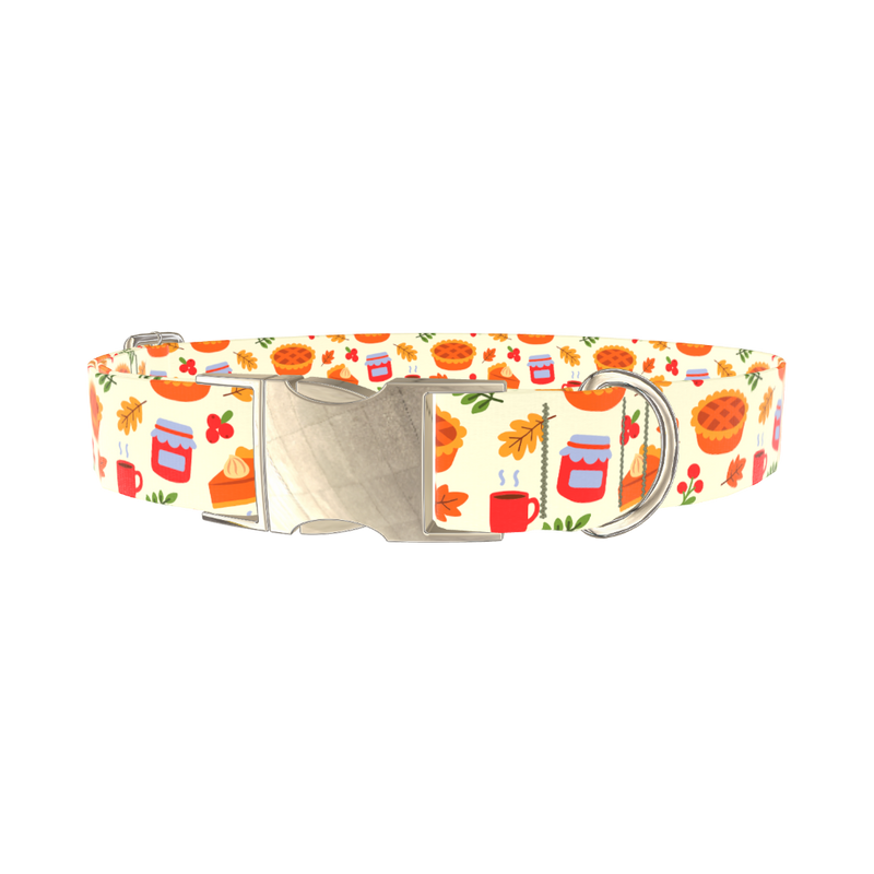 Thanksgiving Pie Dog Collar - metal gold