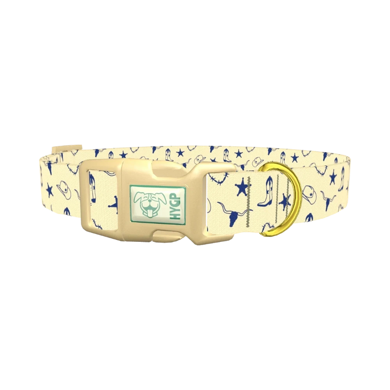 Cowboy Western Heart Dog Collar - plastic gold