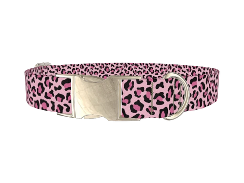 Pink Leopard Pattern Dog Collar