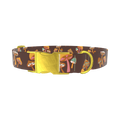 Brown Geometric Mushroom Dog Collar - metal gold