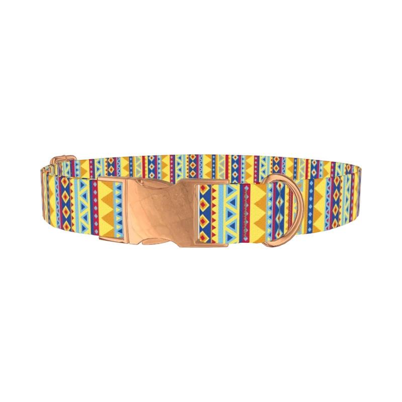 Geometric Stripe Dog Collar - metal rose gold
