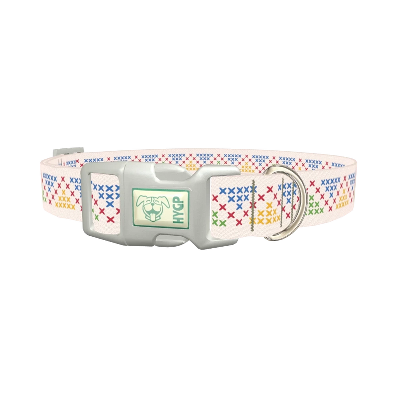 Geometric Cross Dog Collar - plastic silver