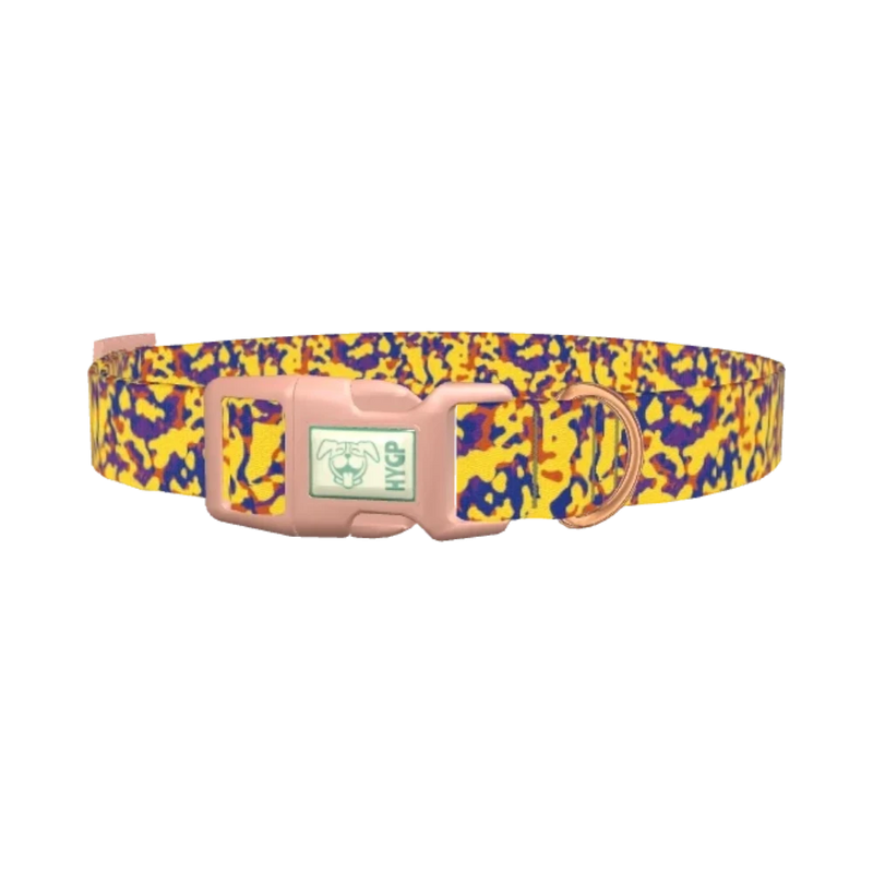 Multicolor Abstract Camo Dog Collar - plastic rose gold