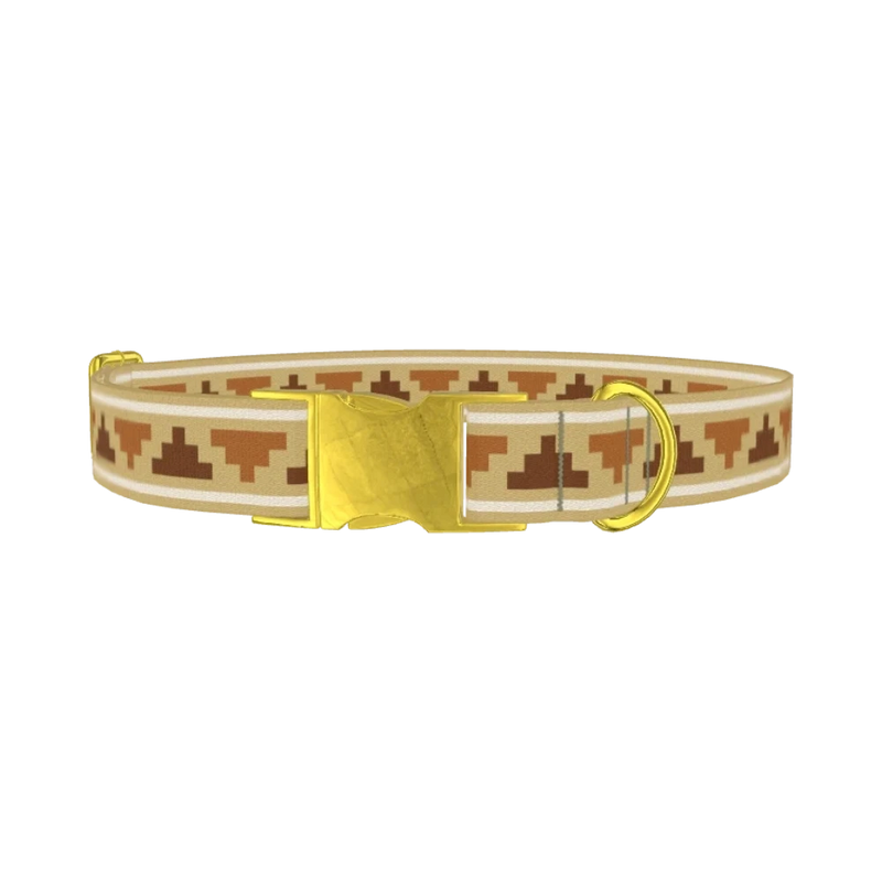 Sand Tribal Pattern Dog Collar - metal gold