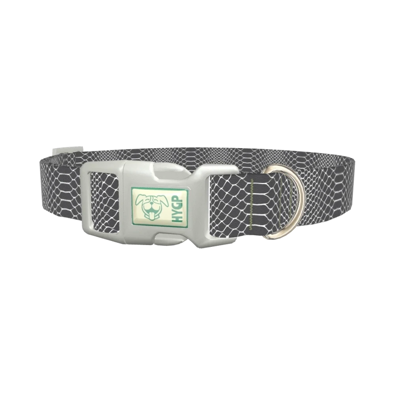 Geometric Crocodile Dog Collar - plastic silver