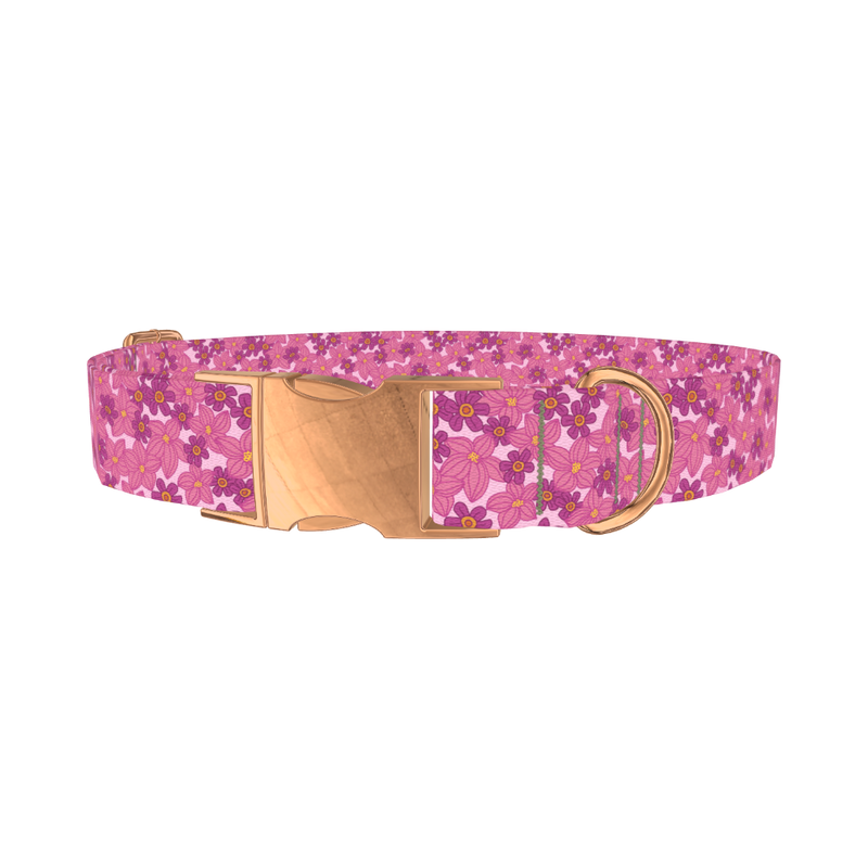 Floral Spring Dog Collar - metal rose gold