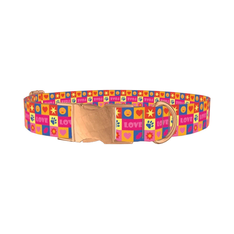 Geometric Valentine Dog Collar - metal rose gold