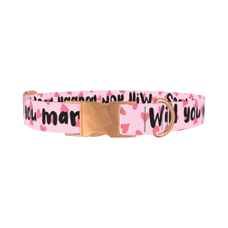 Heart Pattern Dog Collar - metal rose gold