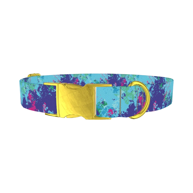 Abstract Paint Dog Collar - metal gold