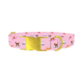 Surfing Dogs Pink Dog Collar - metal gold