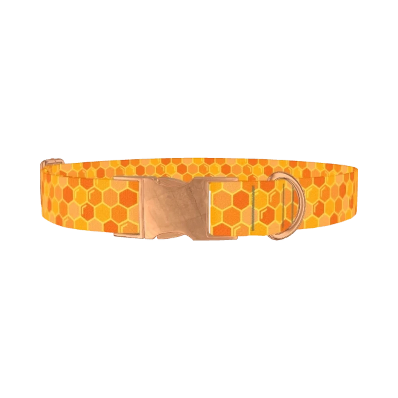 Geometric Honeycomb Dog Collar - metal rose gold