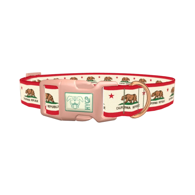 California Republic Flag Dog Collar - plastic rose gold