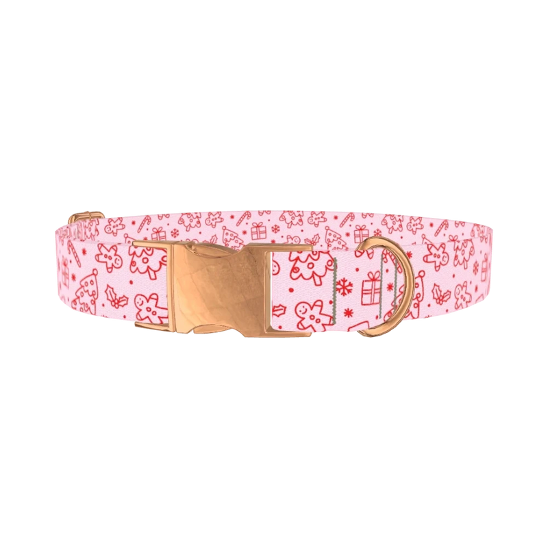 Christmas Holiday Dog Collar - metal rose gold