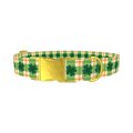 Plaid Clover Dog Collar - metal gold