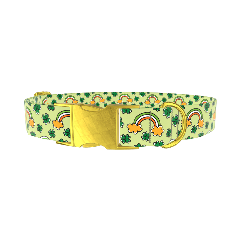Leprechaun Rainbow Dog Collar - metal rose gold