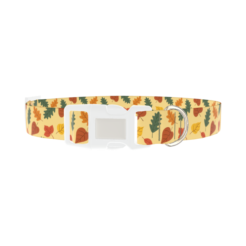 Colorful Autumn Leaf Dog Collar - plastic silver