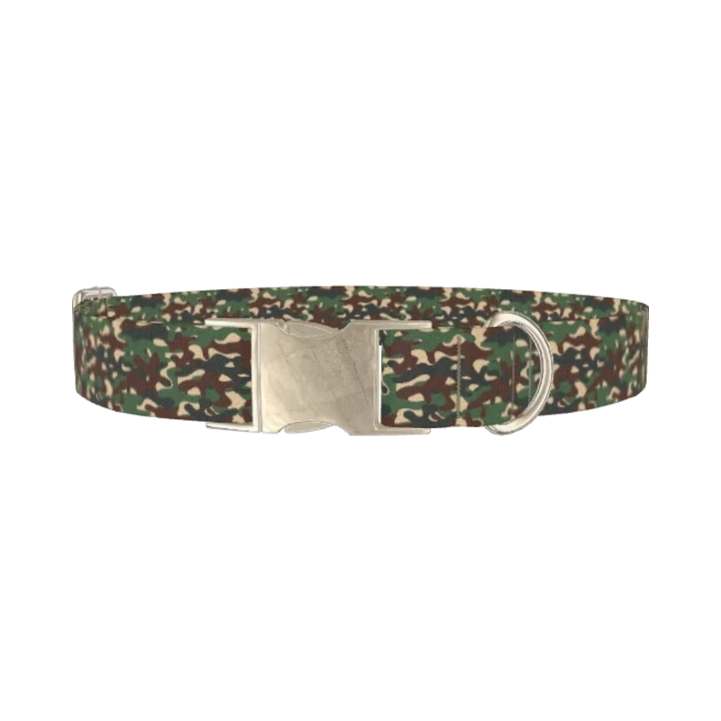 Camouflage Pattern Dog Collar - metal silver