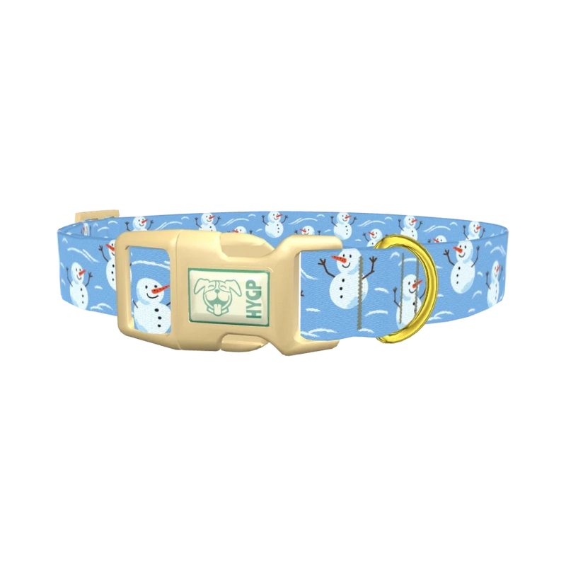 Christmas Snowman Dog Collar - plastic gold