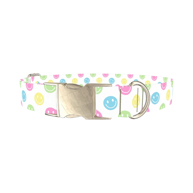 Smiley Face Dog Collar - metal silver