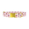 Pink Teddy Floral Dog Collar - metal gold