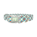 Orange Blue Checkered Dog Collar - plastic silver
