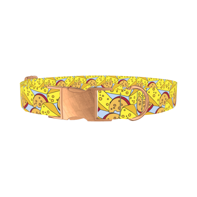 Cheese Pattern Dog Collar - metal rose gold