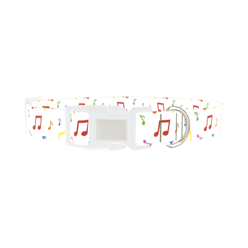 Music Note Dog Collar - plastic silver