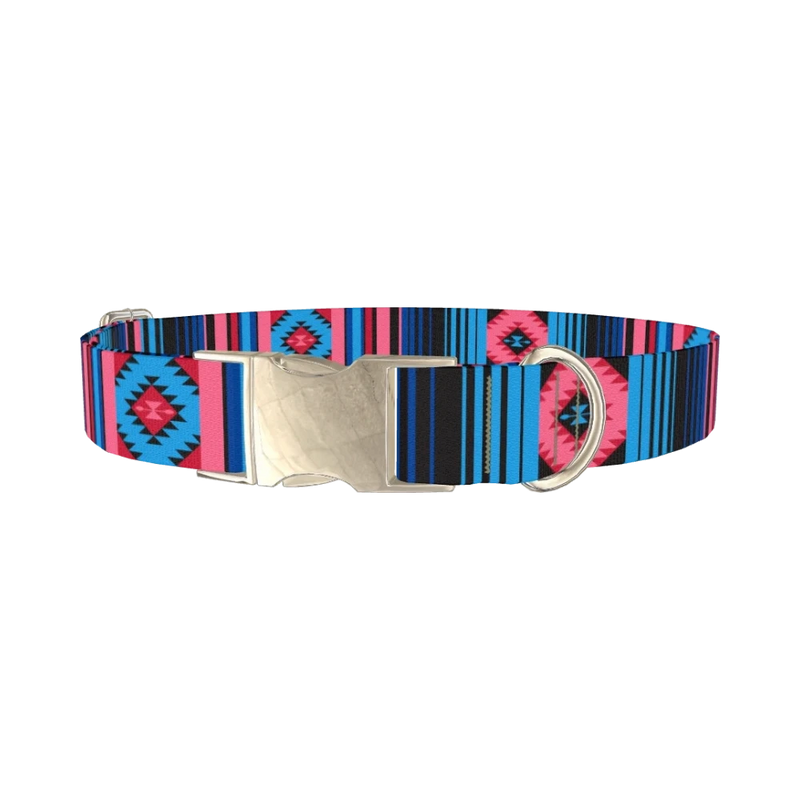 Geometric Star Stripe Dog Collar - metal silver