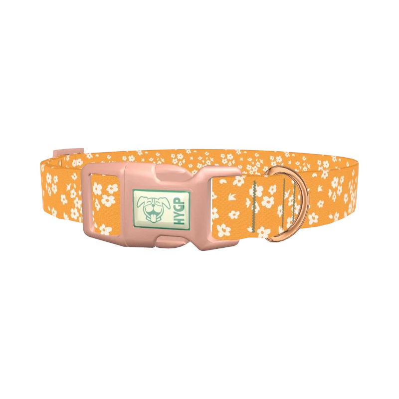 Yellow Blossom Dog Collar - plastic rose gold