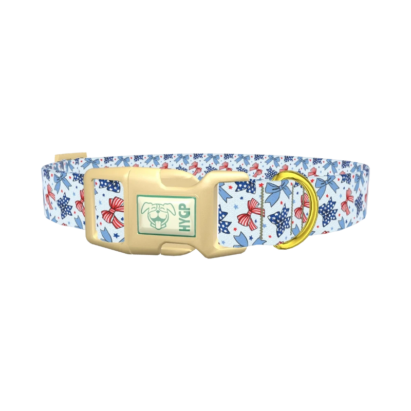 Patriotic Bows Dog Collar - plastic gold