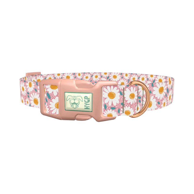 Pink Chamomile Dog Collar - plastic rose gold