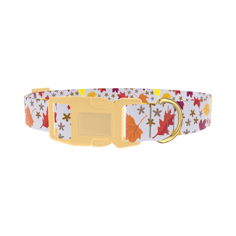 Colorful Fall Leaf Dog Collar - plastic gold