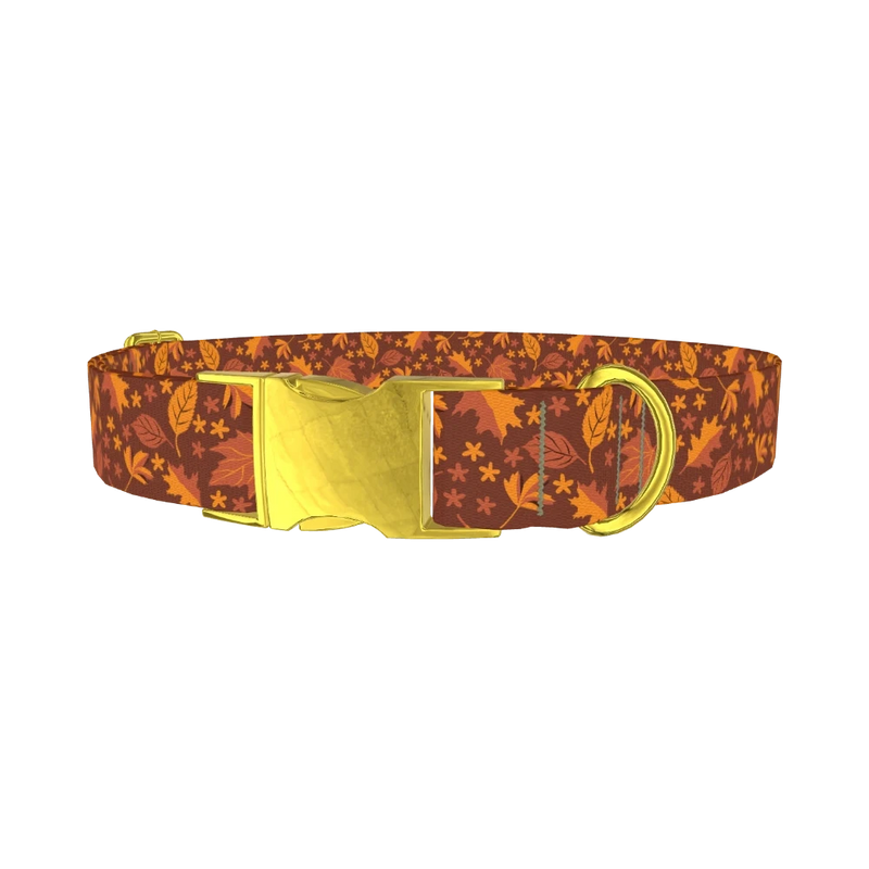 Autumn Foliage Dog Collar - metal gold